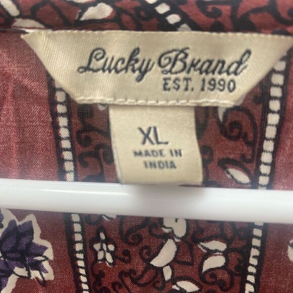 Lucky Brand block print hippie boho top XL - Picture 2 of 2